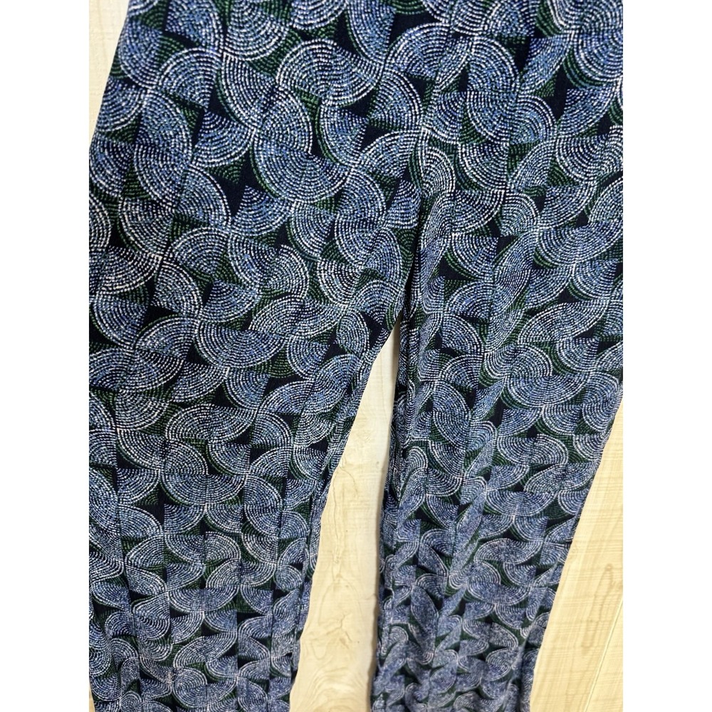 EVEREVE Palazzo Wide Leg High Rise Pants M Blue Green Boho Flowy Coastal Resort - Picture 4 of 11